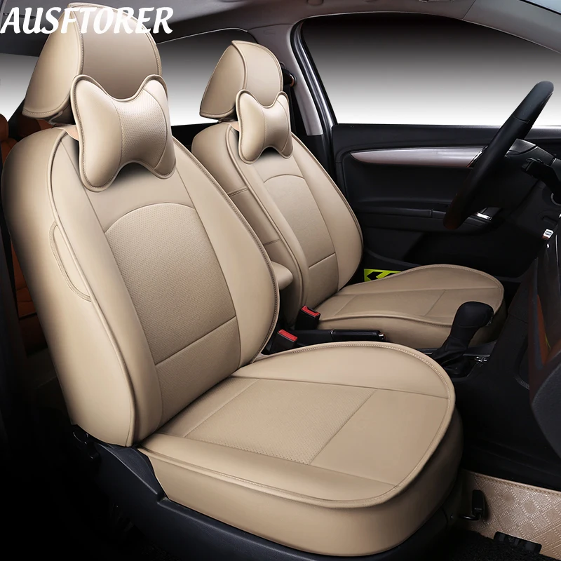 

AUSFTORER Front/Rear Cowhide &PVC Leather Seat Cover for BMW X6 M Automobiles Seat Cushion Protectors Car Accessories 15PCS/Set