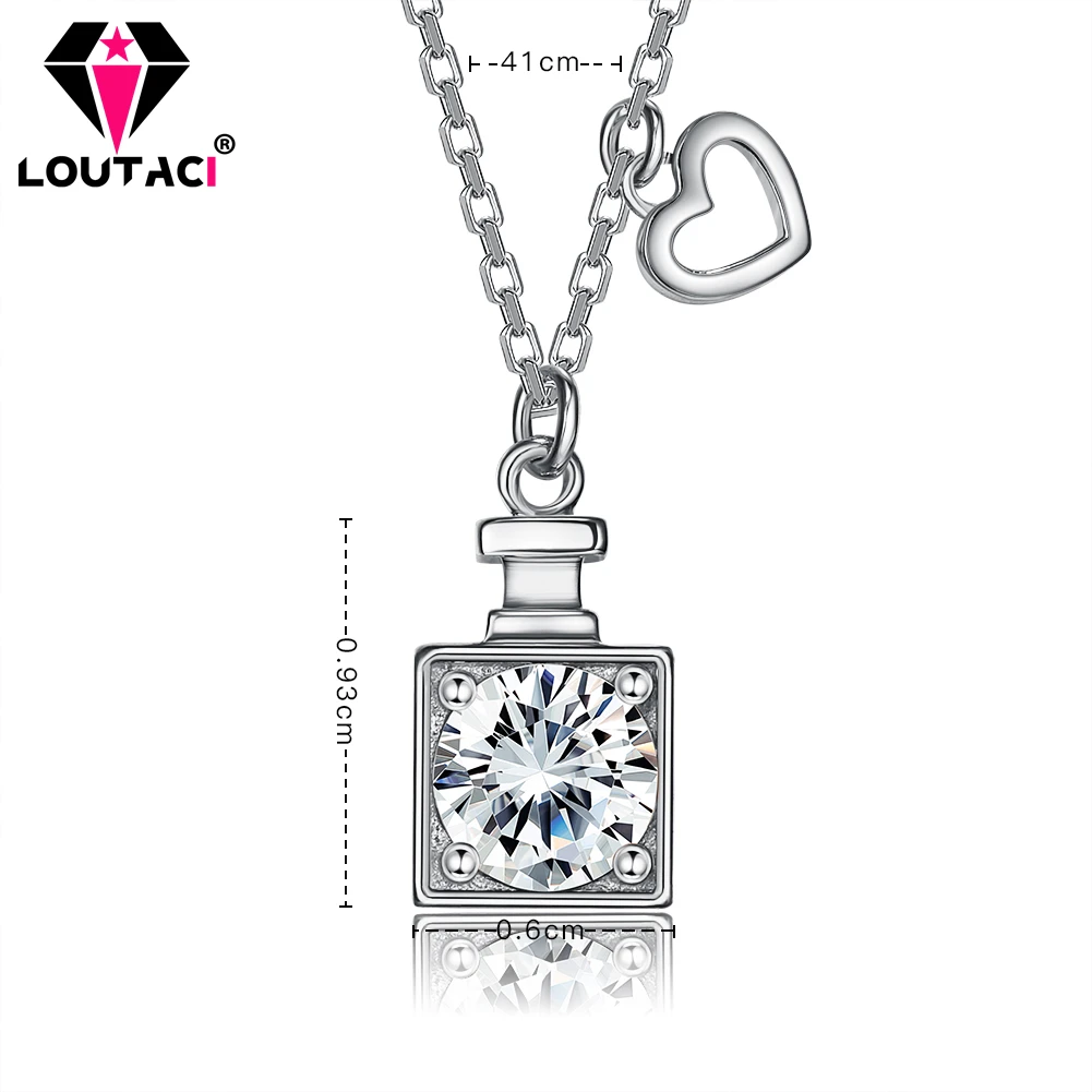 Factory Outlet S925 Pure Silver Fashion Perfume Bottle Necklace Round White Platinum Plating