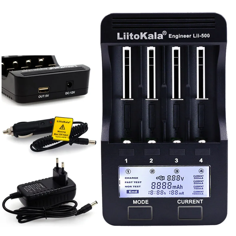 Liitokala Lii-500 Lii202 Lii402 LiiS1 Lii100 18650 Charger 1.2V 3.7V 3.2V AA/AAA 26650 NiMH li ion battery Smart Charger 5V plug