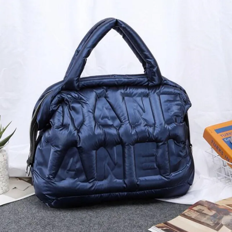 2022 New Winter Large Capacity Shoulder Bag for Women Waterproof Nylon HandBags Space Pad Cotton Feather Down Crossbody