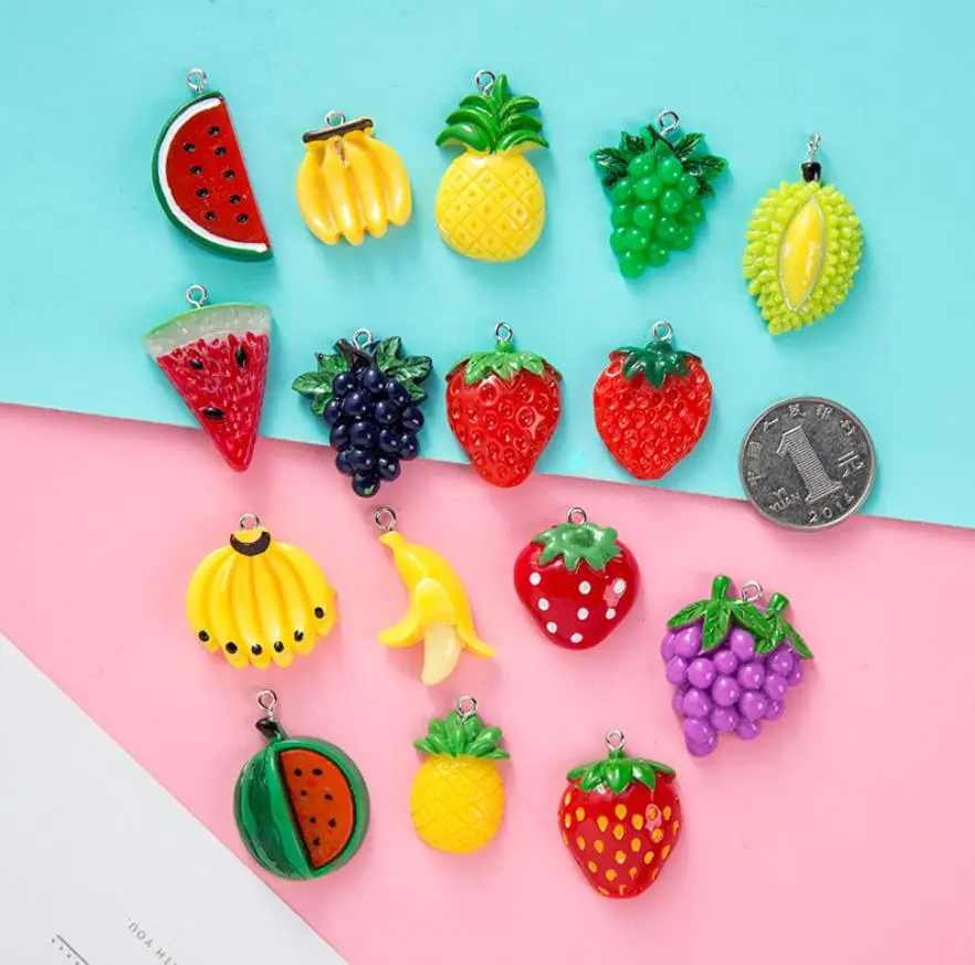 

Fresh Fruits Banana Pineapple Watermelon Fruit Resin Charms DIY Craft For Bracelet Jewelry Earring Accessory