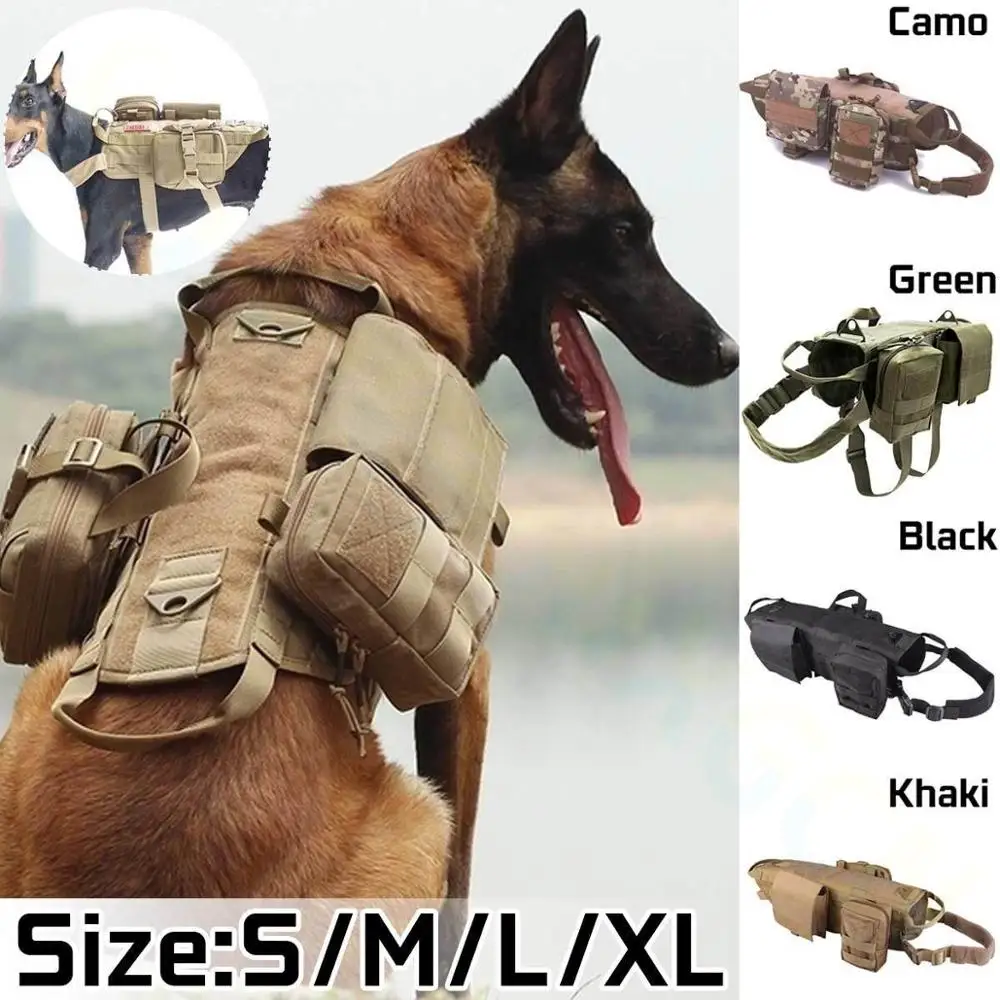 CamouflageTactical Service Dog Vest Training Hunting Nylon Military Patrol Dog Harnesses Dog chest working Clothing