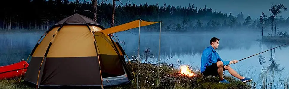 HEWOLF Tente Instantanée Tentes de Camping 2-4 Personnes Tente Automatique Pop Up Tente à