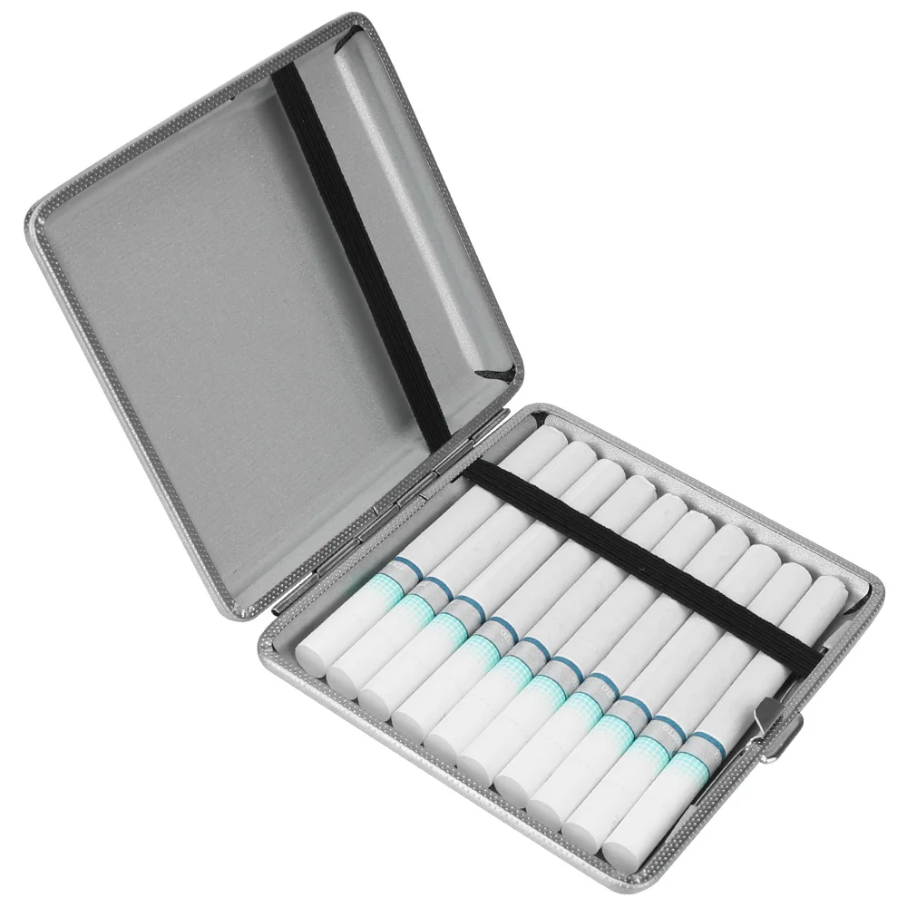 Stainless Steel Tobacco Cigarette Box For 20pcs Cigarettes Leather Cigars Cigarette Cases 1PCS Cigarette Tools Double-open