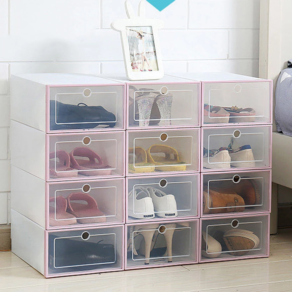 Sport Schuhe Box Stapelbar Staubdicht Transparente Flip-Typ Schuhe Lagerung Container Box Organizer Schuhe display-ständer