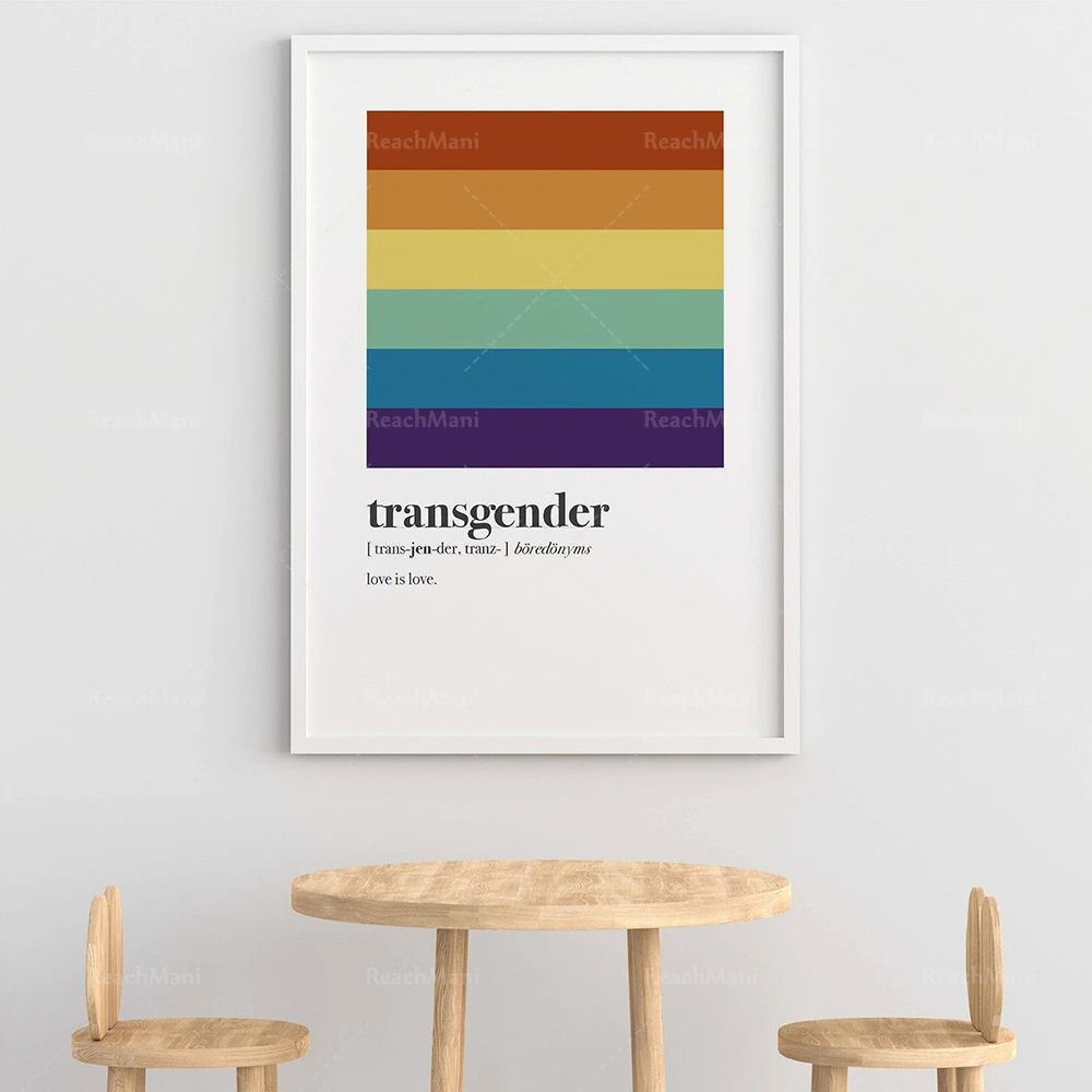 Queer Pride Poster, Pantone Decoration, Love is Love Couple Gift, Pastel Rainbow Pantone Pride Banner Color Block Stripe Decorat