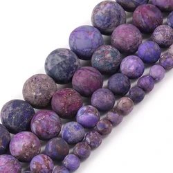 4-10mm Natural Matte Beads American Turquoises Purple Howlite Round Stone Bead for Jewelry Making DIY Bracelet Accessories 15''