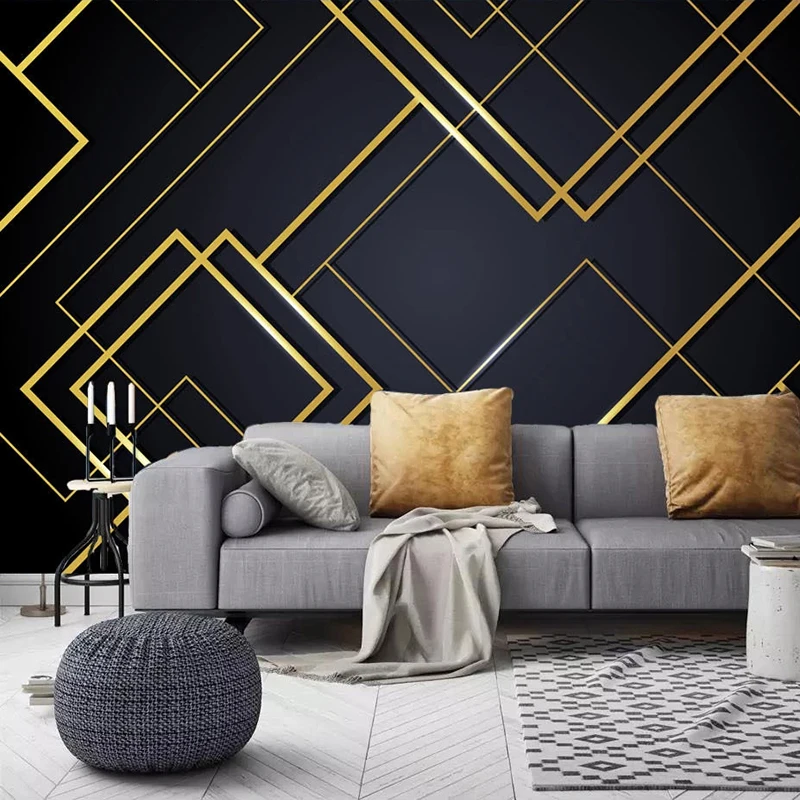 Custom 3D Photo Wallpaper Golden Lines Creative Geometric Mural Bedroom Living Room Sofa TV Background Wall Papers Home Decor