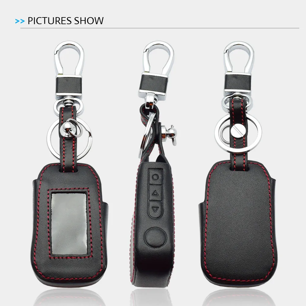 Leather Car Key Cases For StarLine A62 A92 V62 MOTO V63 A94 A64 T94 Two Way Car Alarm System LCD Remote Control Protector Cover