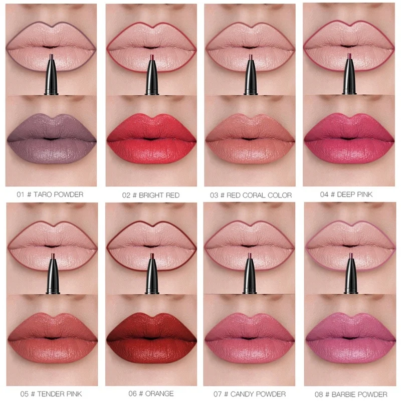 New 16 Màu Liquid Lipstick Matte Môi Đỏ Trang Điểm Chống Nước Son Môi Bền Nude Tím Kẻ Bút Chì Matt Lip độ Bóng