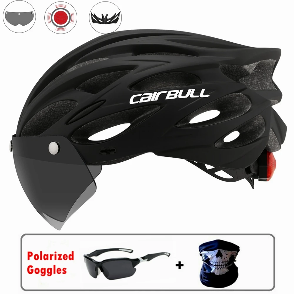 2021 Hot Sale Cycling Helmet Magnetic Goggles Racing Bike Safety Helmets Mountain Taillight Road Bicycle Cairbull Helmet MTB Cap