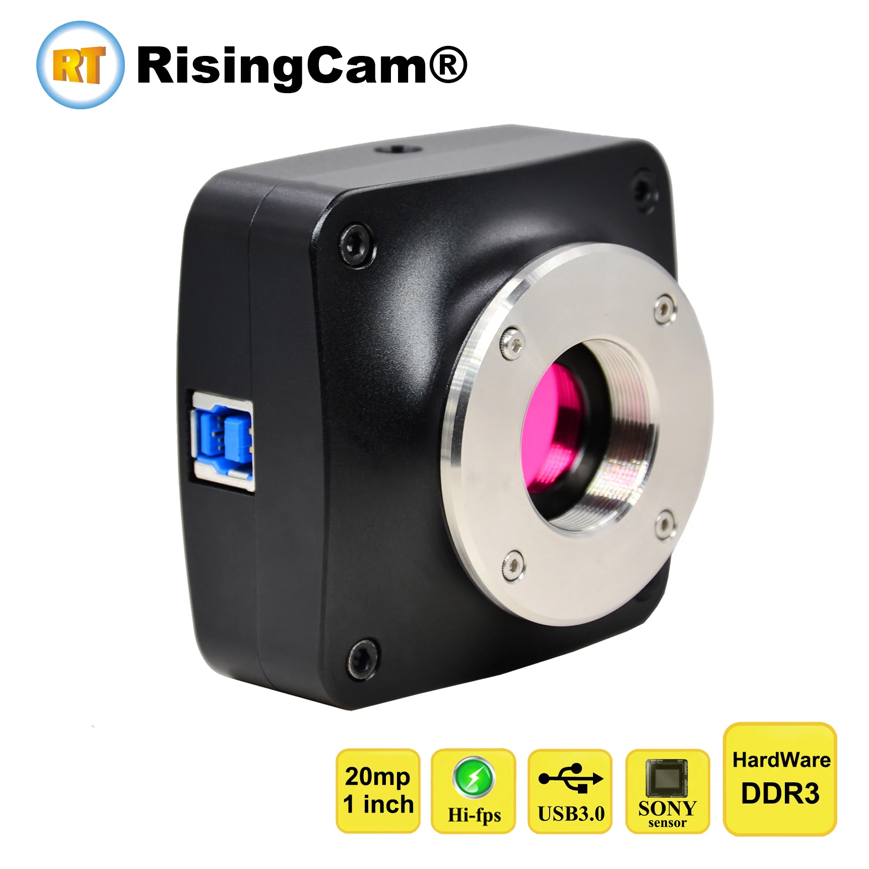 RisingCam DDR3 High Frame rate 20MP bulit-in SONY IMX183 1inch sensor USB3.0 color digital microscope Camera