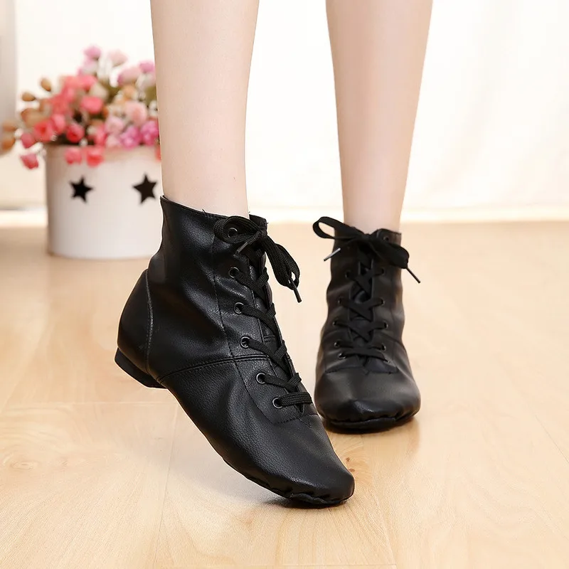 High Quality Fast Delivery Women Men Full Size PU Leather Dance Jazz Boots Shoes