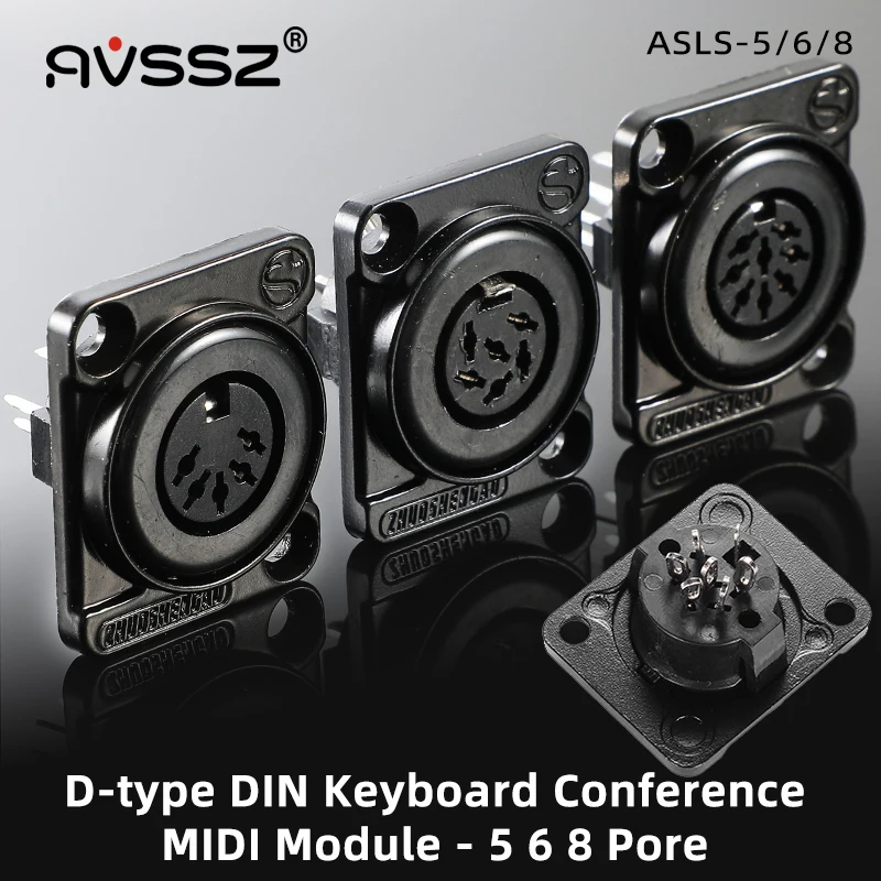 AVSSZ D-type Audio Conference Microphone Adapter MIDI Keyboard DIN 5 6 8 Pole Soldering Connector Socket Fits 86 Information Box