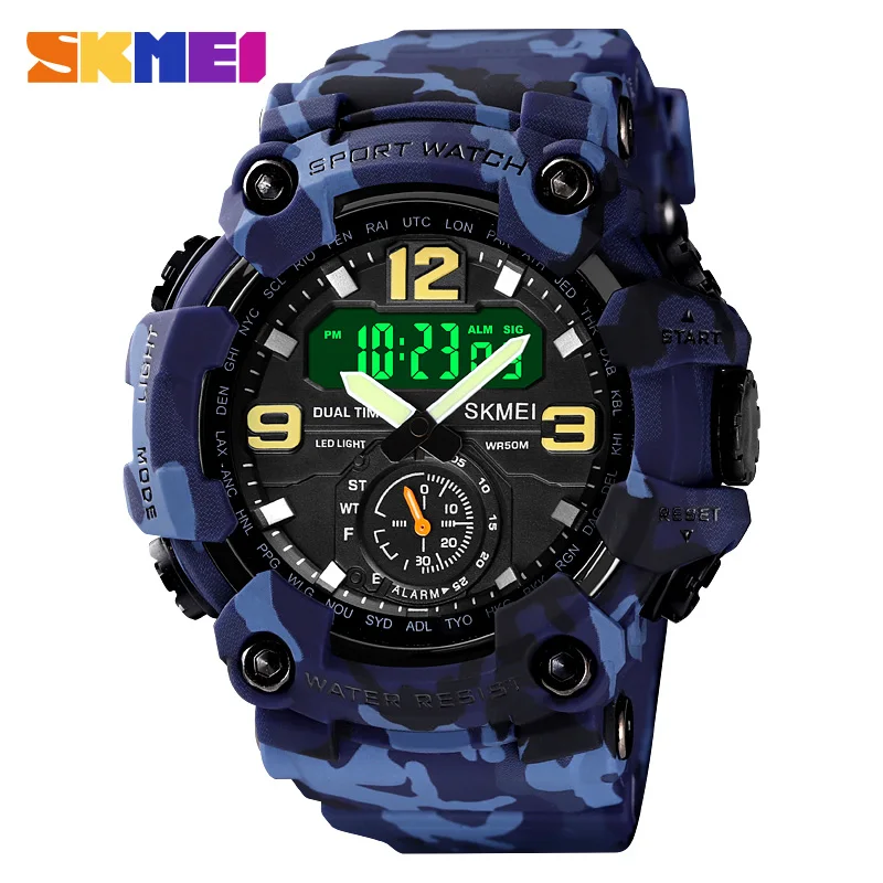 

Military Army Sport Watch Men Electronic LED Digital Wristwatches Male Clock 50M Waterproof Quartz Watch Relogio Masculino SKMEI