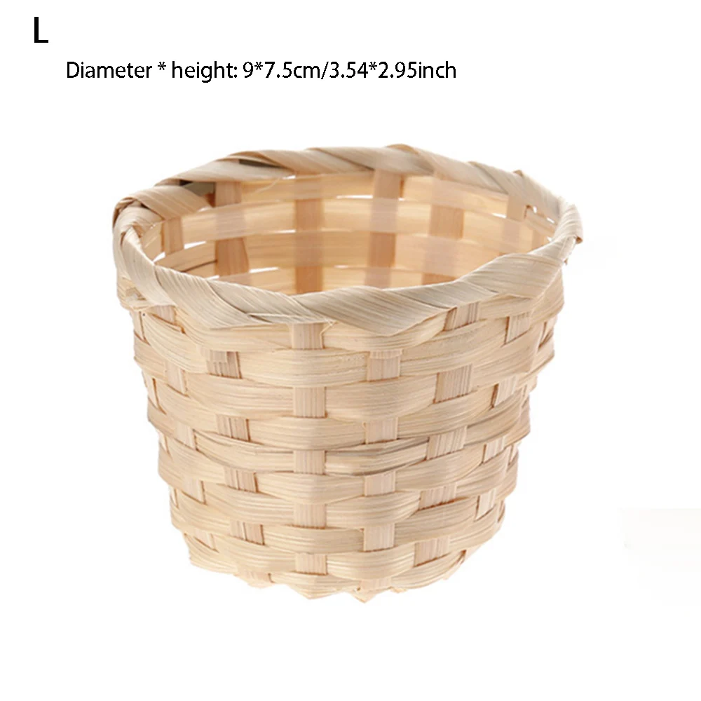 Bamboo Basket 1 Pcs Small Desktop Debris Storage Woven Flower Basket Bamboo Wood Woven Basket Two Sizes Optional