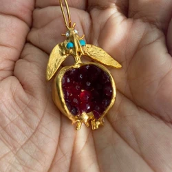 Vintage Fruit Red Pomegranate Crystal Drop Earrings for Women Fashion Jewelry