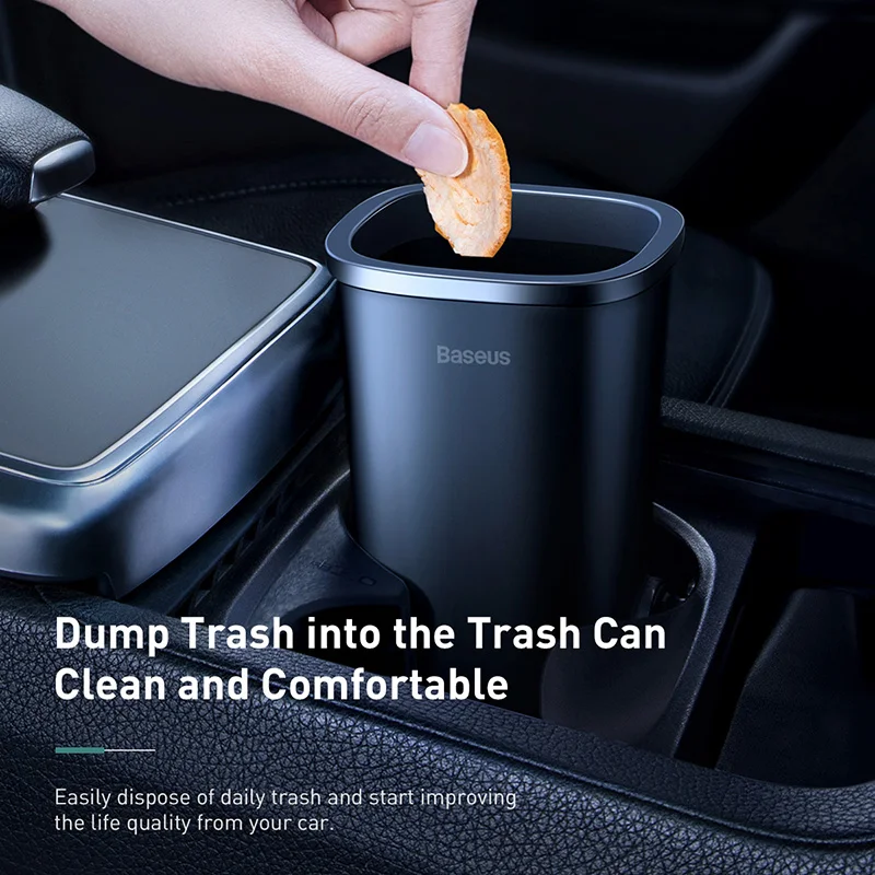 Baseus Car Trash Bin Car Accessories Garbage Can Auto Organizer Storage Holder Bag Car Dustbin Rubbish Basket Bin for Waste Bag