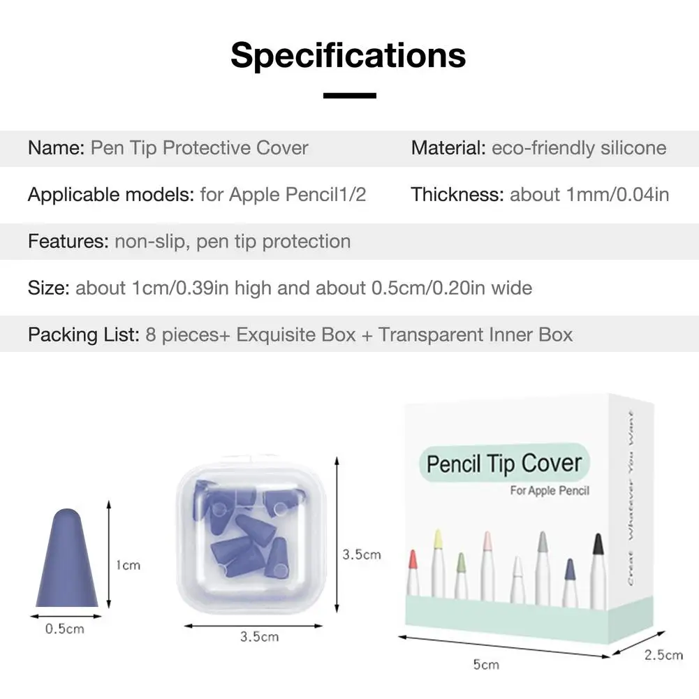 ซิลิโคน8Pcs เคล็ดลับสำหรับดินสอ Stylus สำหรับ Apple ดินสอ1st 2nd Generation Dropshipping ขายส่ง