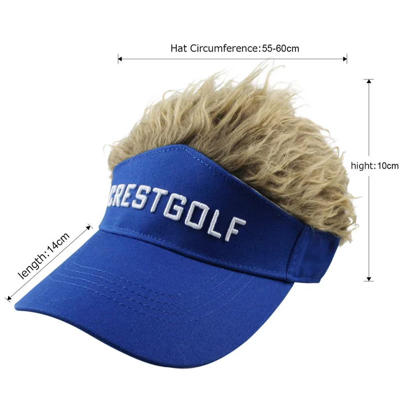 CRESTGOLF Adjustable Fake Hair Golf Cap Men Hat Wig/ Hair Golf Baseball Caps with Several Colors Available