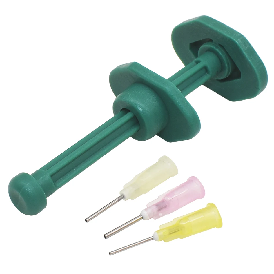 Plastic Green Welding Oil Booster Putter For Soldering Paste Flux UV Glue Propulsion Needle Barrel Assistor 100set/Lot