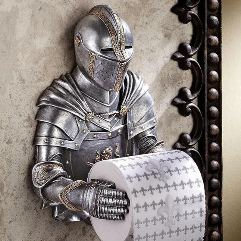 HOT-Toilet Paper Holders Roll Medieval Statue Knight to Remember Gothic Bathroom Decor Paper Towel Holder