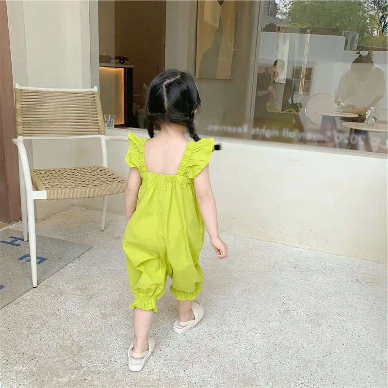 Summer Girls Overalls Little Baby Thin Sleeveless Jumpsuit Sweet Children\'S Clothing Baby Girl Clothes Korean Fashion Jumpsuit