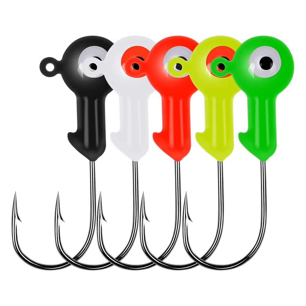 10pcs/lot Jig Big Hooks Lead Round Head Fishing Lures JIGS HOOKS 1G-2G-4G-5G-7G-10G Fishing Hook 5 Colors FISHHOOKS