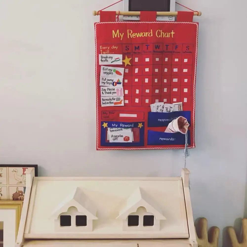 Kinder Belohnung Diagramm Baby Hängen Kalender Spielzeug Zeit Lernen Frühen Emotion Pädagogisches Tuch Kalender Wand Decor Spielzeug für Kinder