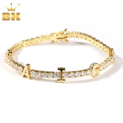 THE BLING KING Custom Name Letter 3mm Tennis Chain Bracelet Iced Out Colorful CZ DIY Letter Necklace Hiphop Jewelry For Gift