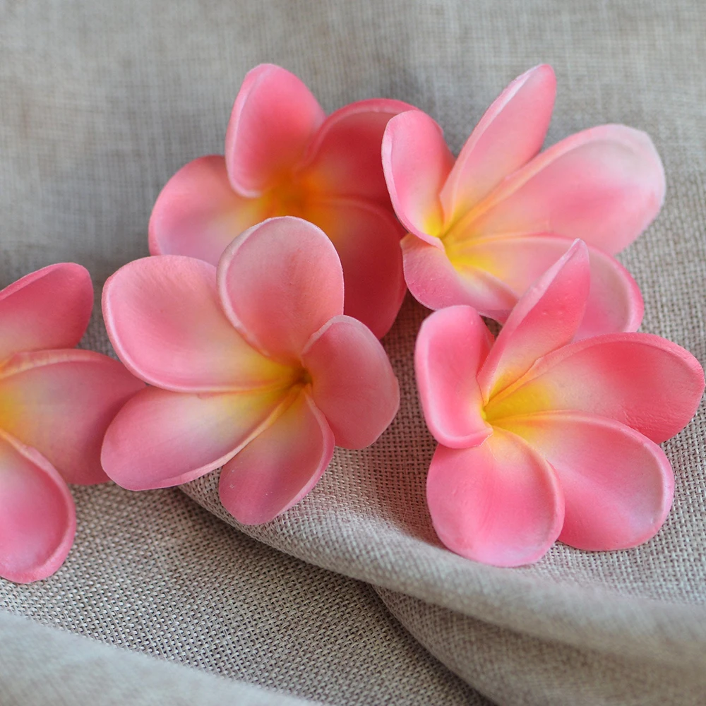 10PCS Hawaiian Flowers Fake Plumeria Foam Frangipani Flower Heads 9cm Beach Wedding Home Party Decorations Floating Frangipani