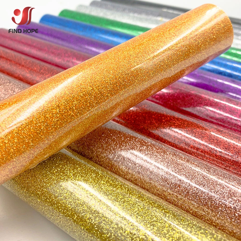 50x100cm 11 Assorted Colors HTV Glitter PU Heat Transfer Vinyl Iron on Tshirt Clothing Decor Heat Press Film Roll for Cut DIY