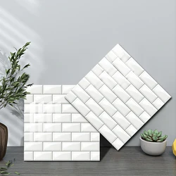 10/15/20/30cm White Simulation Brick Grain Tile Sticker Kitchen Bathroom Washbasin Renevation Waterproof Oil-proof PVC Wallpaper