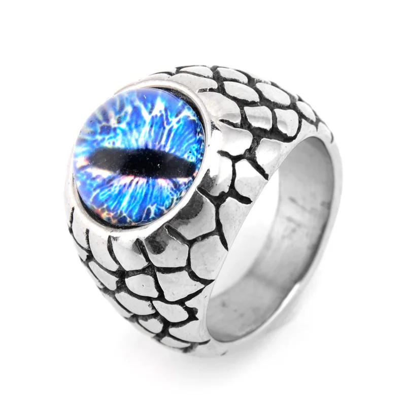 Vintage Men's Silver Colour Stainless Steel Ring Devil's Eye Ring Eye Ring Hip Hop Punk Motorcyclist Ring Banquet Jewelry Gift