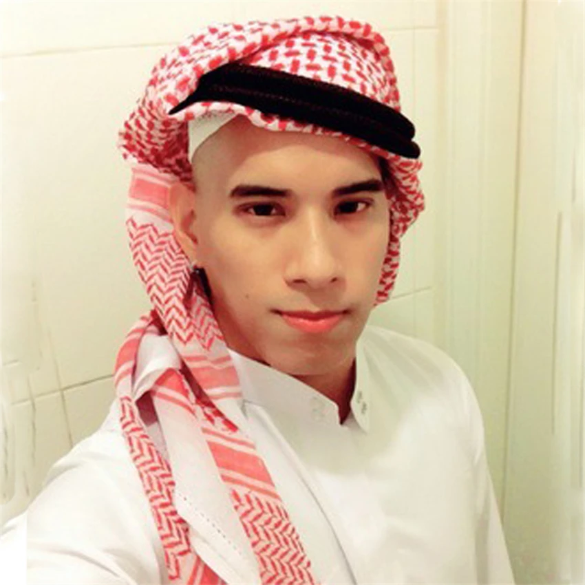 Saudi Arabischen Islamischen Kleidung Männer Hijabs 3 farben Abaya Nahen Osten Plaid Hut Kopf Schal Kappen 135*135cm ramadan Beten Muslimischen Indien