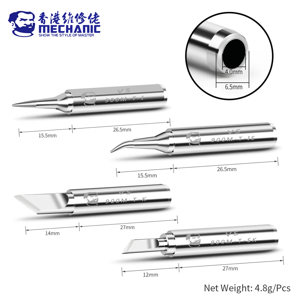 MECHANIC VS Series 900M-T bezołowiowa czysta miedź elektryczna wewnątrz ciepła lutowania żelazne wiertło końcówki do spawania BGA naprawa PCB narzędzie lutownicze