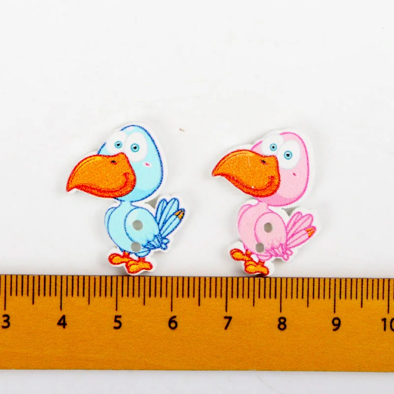 fashion Woodpecker painted Wooden decorative Buttons for Scrapbooking Craft Sewing Supplies 20x28mm 30pcs