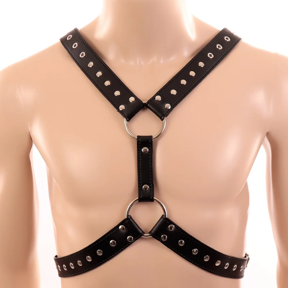 

Man Harness Leather Bdsm Bondage Strap Belt Rivet Accessories Chest Restraint Kit Halloween Lingerie Cosplay Sexy Rave Costume