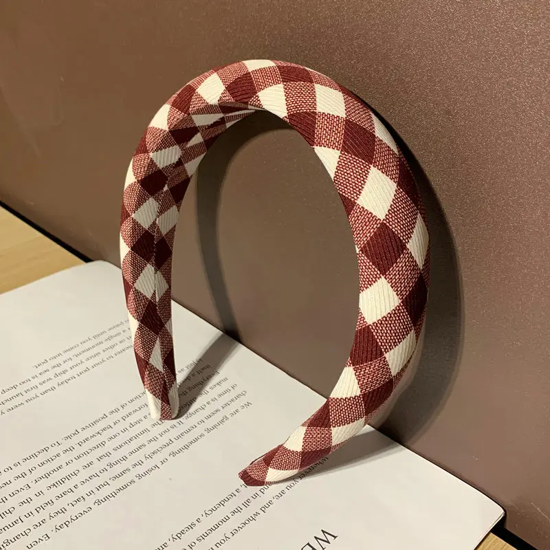 Fabric Plaid Sponge Hairband Colored Headband  for Women Girls Hair Accessories