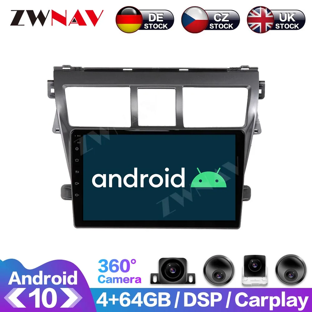 Android 10 With DSP Carplay IPS Screen For Toyota VIOS 2008 2009 2010 - 2013 RDS Car GPS Navigation Radio DVD Player Multimedia