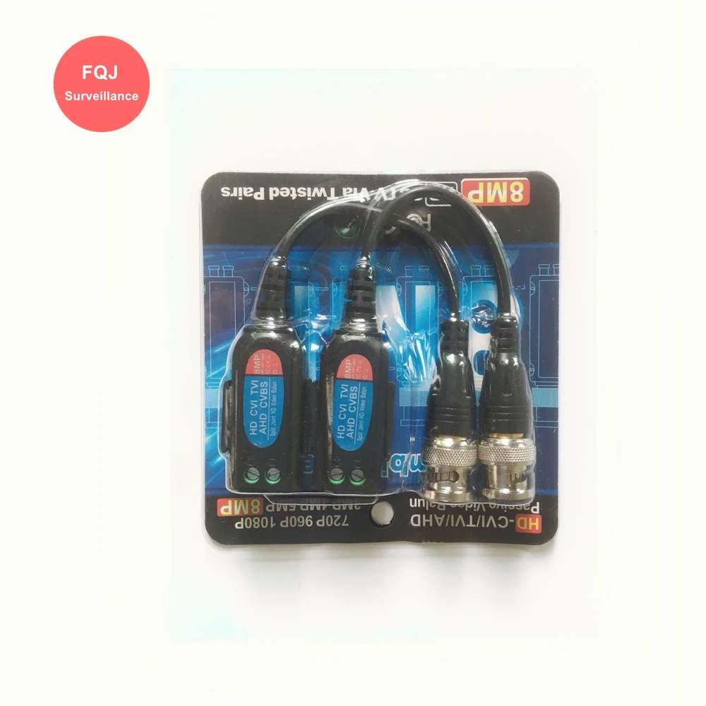 Balun vidéo passif épissé torsadé, borne à vis, émetteur pour caméra CCTV, anti-leges, électricité, 8MP, 2 paires