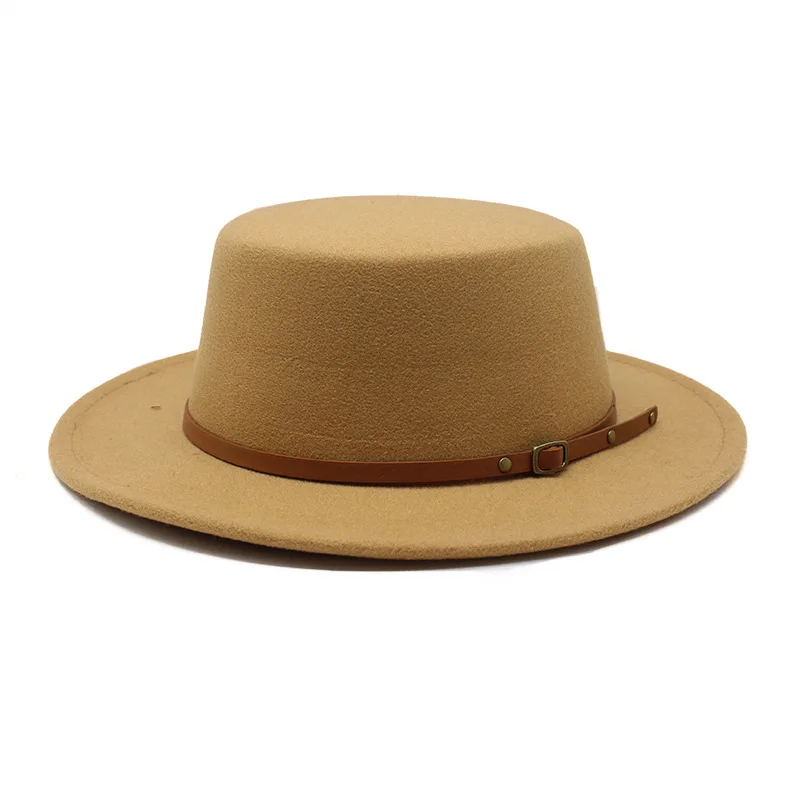 Kleine Größe 52 -54CM Britischen Stil Kind Fedora Hüte Junge Mädchen Kinder Flache Top Fühlte Jazz Hut Formale party Kleid Kappe – Detail 12