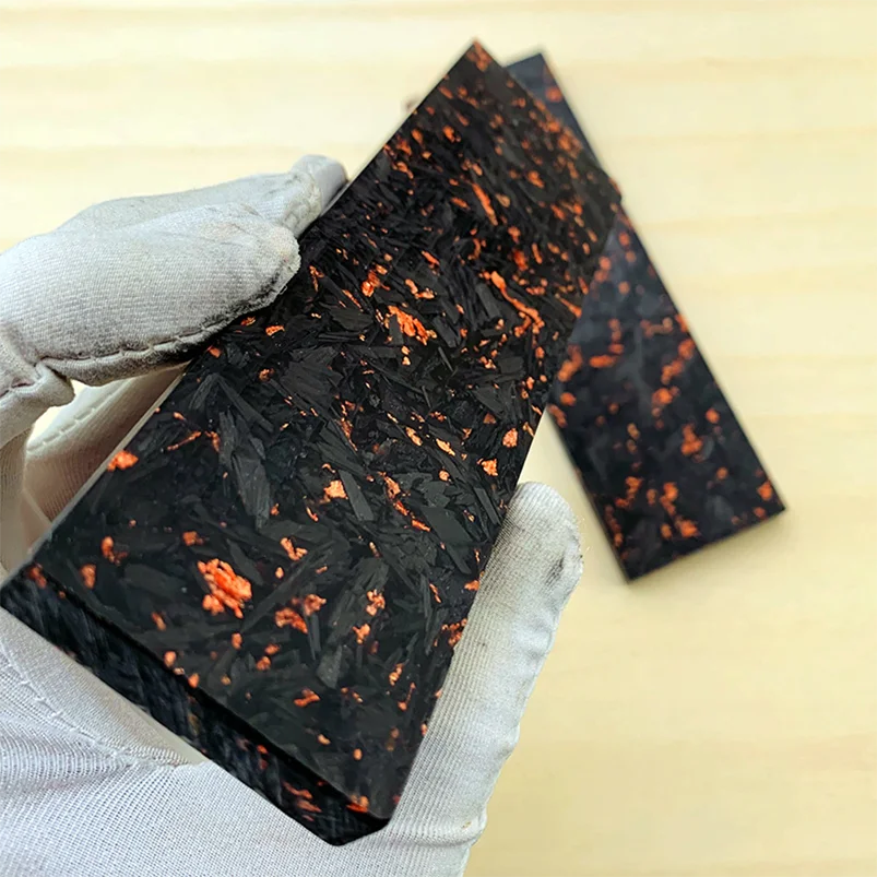 New 1 Piece Marbled CF Carbon Fiber Marble Black Resin Board for DIY Knife Handle Material Copper Powder Compression Patch Plate