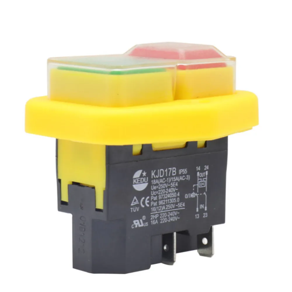 KJD17B Waterproof button switch 220V-240V 16A 4-pin power tool switch