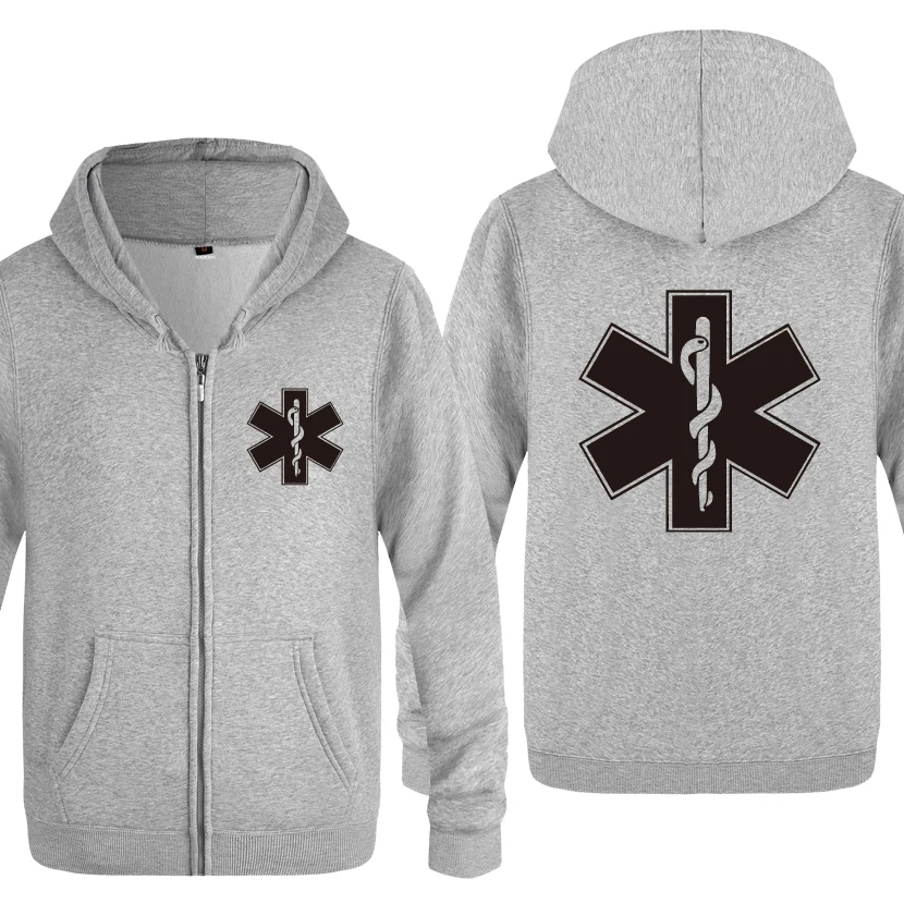 

EMT Emergency Medical Technician Hoodies Men Fashion Winter Men's Fleece Zipper Jackets Cardigans Hooded Sweatshirts Coat