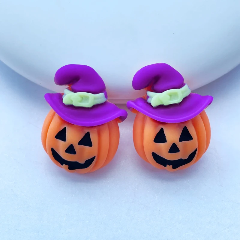 10 Pcs New Cute Resin Halloween Pumpkin Head Flat Back Cabochon Scrapbooking Hair Bow DIY Wedding Party Accessories A31