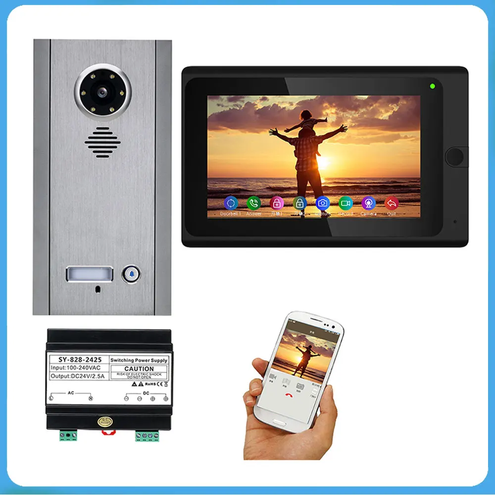 

Wireless Wifi 7 Inch BUS 2 Wire Video Door Phone Intercom Systems Kit For Home 1 2 3 4 Units Apartment Night Vision