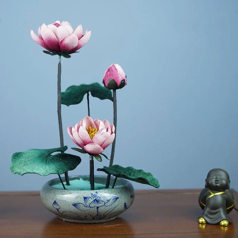 Nordic Home Decor Artificial Lotus Flowers Vase Decoration Simulation Fake Flowers Ceramic Vase Living Room Table Decoration