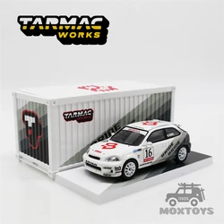 Tarmac Works 1:64 Honda Civic Type R EK9 BRIDE #16 With Container Diecast Model Car