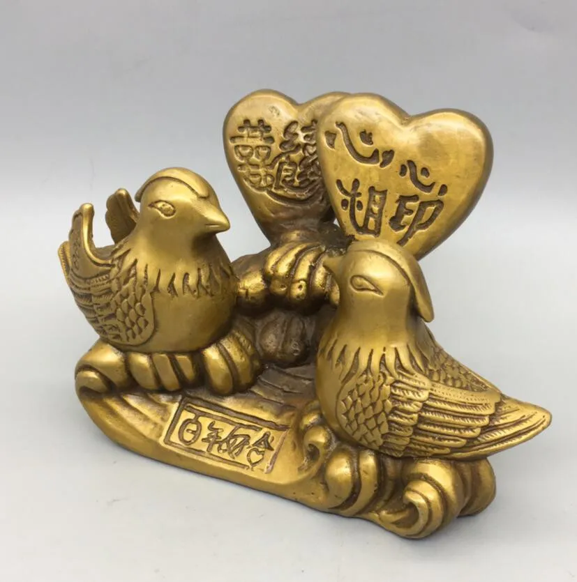 Collection brass Mandarin duck play water household decoration crafts statue